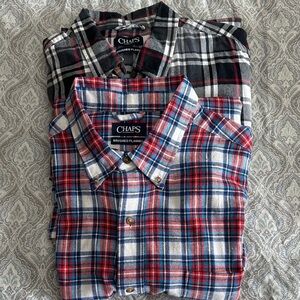 Chaps Men's Plaid Button Down Shirts - Red, Blue, and Black